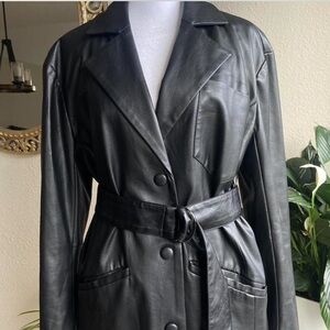 Bagatelle Black Leather Jacket with Belt